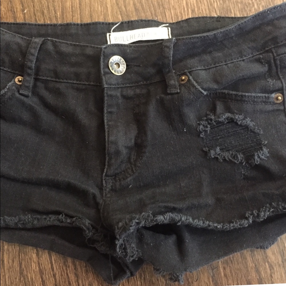 Bullhead Black Denim Shorts Distressed
